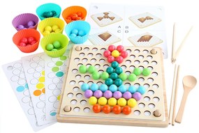 3 az 1-ben fa társasjáték, golyós kirakók, repülős sakk