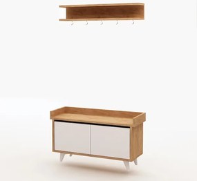 Fali akasztó ARASSO 18,8x80 cm + cipősszekrény 60x90 fehér/barna