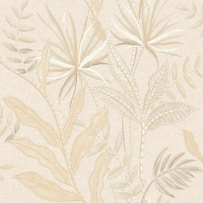 Decoprint Terra Nova Tropical Weave bézs-szürke leveles texturált vlies tapéta – TN29080