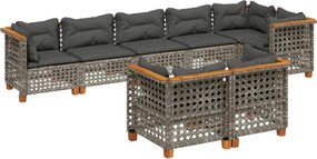 vidaXL 8 részes szürke polyrattan kerti ülőgarnitúra párnákkal