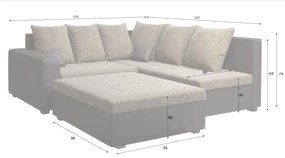 Sarok kanapé Monica (bézs + barna) (taburettel) (B). 616015