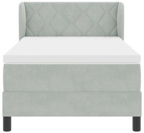 Boxspring Ágy Matraccal Világosszürke 90x200 cm Bársony