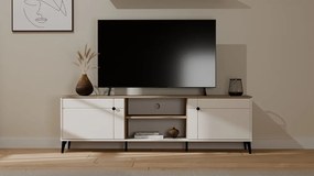 Aldabra RTV POINT 2D TV állvány 183.5x40x12 cm, kasmír, fekete lábakkal, tölgy fedlappal