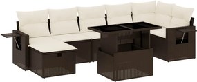 vidaXL 8 részes barna polyrattan kerti ülőgarnitúra párnákkal