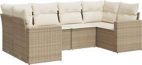 vidaXL 6 részes bézs polyrattan kerti ülőgarnitúra párnával