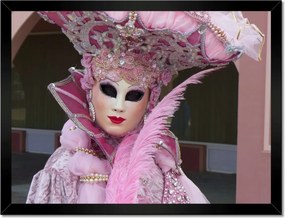 Poszterek keretben 40x30 Rózsaszín farsangi maszk