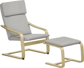 HOMCOM Fekvőszék Lábpihentetővel, Pihenőszék Ottoman-nal, Olvasószék, Fekvőszék Karfával, Hintaszék, Fekvőszék Len Hatással, Nappaliba, Erkélyre, Elős