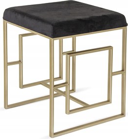 Pufa Arany Fekete Velúr Fém 40x40x48cm Szék Ülőfelület