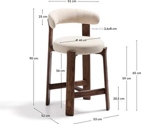 Bézs-sötét natúr színű kőrisfa bárszék (ülésmagasság 65 cm) Granite – Kave Home