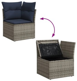 9 részes szürke polyrattan kerti ülőgarnitúra párnával
