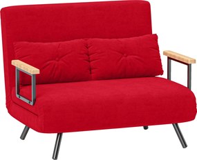 HOMCOM 2-Fős Kanapéágy Állítható Háttámlával 5 Fokozatban, Összecsukható Kétfős Kanapéágy 2 Párnát Tartalmaz a Nappaliba, Kárpitozott Szövet, Acél és