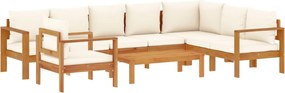 vidaXL 6 részes tömör akácfa kerti kanapészett párnákkal