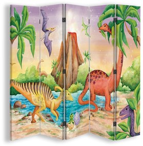 Gario Paraván Színes dinoszauruszok a tónál Méret: 180 x 170 cm, Kivitelezés: Klasszikus paraván