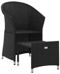 2 részes fekete polyrattan kerti ülőgarnitúra párnákkal