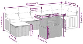 8 részes bézs polyrattan kerti ülőgarnitúra párnával