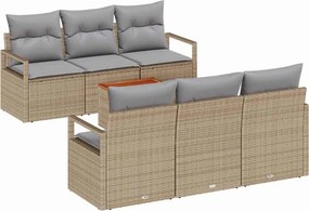 vidaXL Kerti Kanapé Szett párnával 7 pcs Bézs polirattan