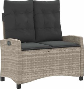 vidaXL világosszürke polyrattan dönthető kerti pad párnával