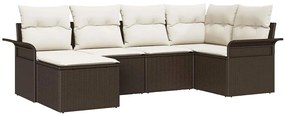 vidaXL Kerti Kanapé Szett párnával tárolóval 6 pcs Barna Poli rattan