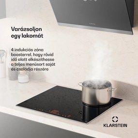 Klarstein NanoGlow indukciós főzőlap, 4 főzőlap, flexi zónák, booster, nano bevonat