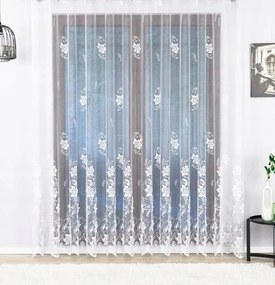 Virágos Kész Függöny Szalaggal, Fehér -450x220