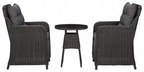 2 db fekete polyrattan kerti szék teázóasztallal