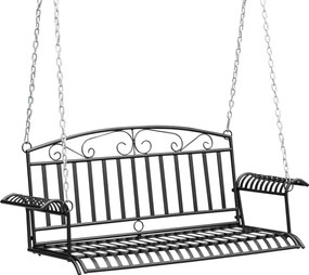 Outsunny Fém 2 személyes függő kertiszék 137L x 58W x 52H cm Fekete | Aosom