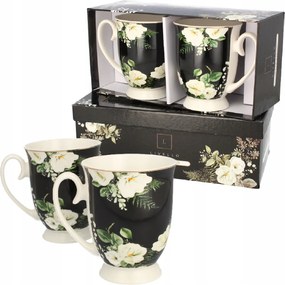 Szett 2 db porcelán bögre díszdobozban ajándéknak 350 ml Livello virágmintás