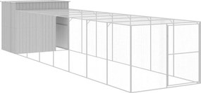 vidaXL világosszürke horganyzott acél kifutós kutyaház 214x865x181 cm