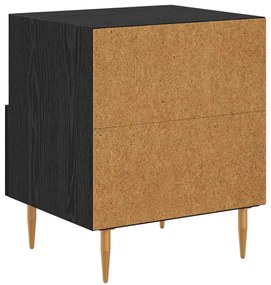 Éjjeli asztal fiókkal 2 pcs Fekete 40 x 35 x 47.5 cm Faanyag