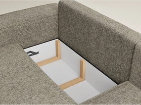 Barna zsenília kinyitható-tárolóhelyes sarokkanapé (jobb oldali-L alakú) Tonga – Maison de Rêve