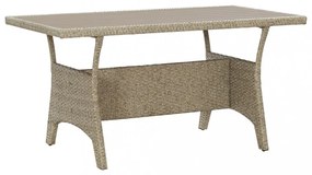 szürke polyrattan kerti asztal 120 x 70 x 66 cm