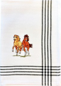 Konyhai törlőkendő pamut 50x70 hímzett Mustang