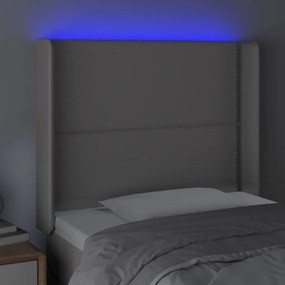 szürke műbőr LED-es fejtámla 83x16x118/128 cm