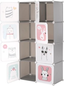 Gyerek moduláris szekrény, szürke/gyerek minta, ATREY