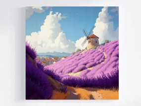 Poszter Franciaország Provence Szélmalom Levendula Hegyek Nyár 40x40