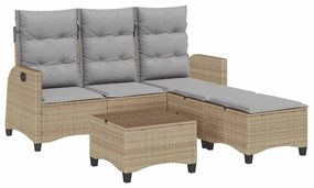 3 részes bézs polyrattan kerti ülőgarnitúra párnákkal L-alakú