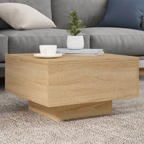 Sonoma tölgy színű dohányzóasztal LED-lámpákkal 55 x 55 x 31 cm