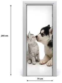 Poszter tapéta ajtóra Kutya és macska 95x205 cm