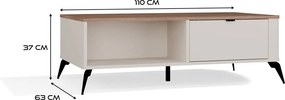 Aldabra CORDOBA dohányzóasztal 110x63x11.5 cm, kasmír- tölgy- fekete