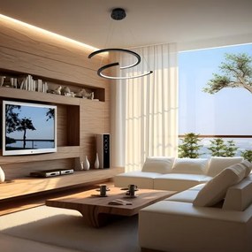 LED Csillár zsinóron DOUBLEMOON LED/30W/230V fekete