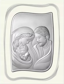 Ezüst kép egy szent családról modern világos panel Méret: 18x14 cm