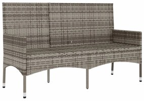 3 személyes szürke polyrattan kerti kanapé párnával