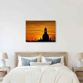 Templom a naplementében képe (üvegen) (70x50 cm)