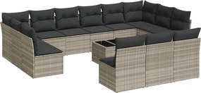vidaXL 14 részes világosszürke polyrattan kerti ülőgarnitúra párnával