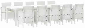 Kert étkező szett párnával 11 pcs Fehér Polyrattan és acél