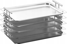 Téglalap alakú tálaló tálca Gn 1/1 rozsdamentes acélból, fogantyúkkal