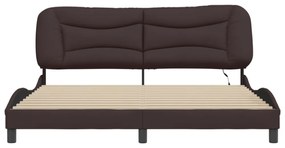 sötétbarna szövet ágykeret LED-es matrac nélkül 180 x 200 cm