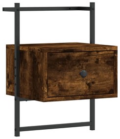 2 db füstös tölgy szerelt fa fali éjjeliszekrény 35x30x51 cm