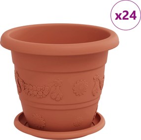 vidaXL Növénycserép 24 pcs Tégla Vörös Ø 26 x 21.5 cm Műanyag