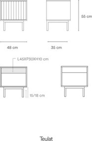 Világosszürke matt éjjeliszekrény Sierra – Teulat
